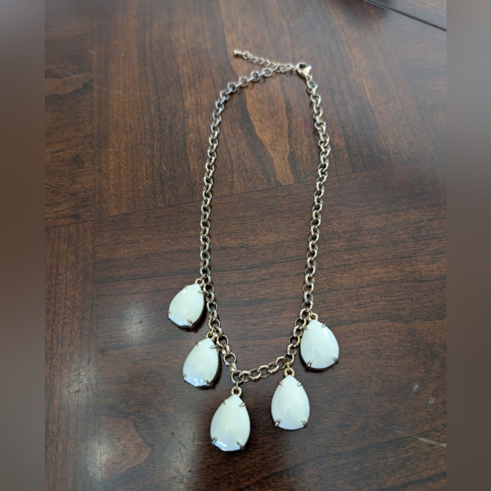 Unique Reversible Black & Cream Stone Bib Necklace